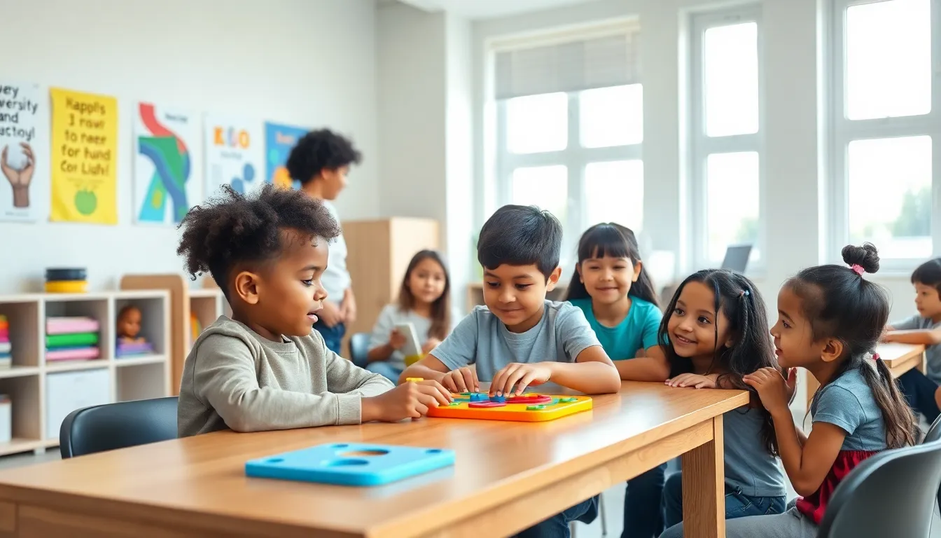 diverse children learning together in an inclusive classroom.